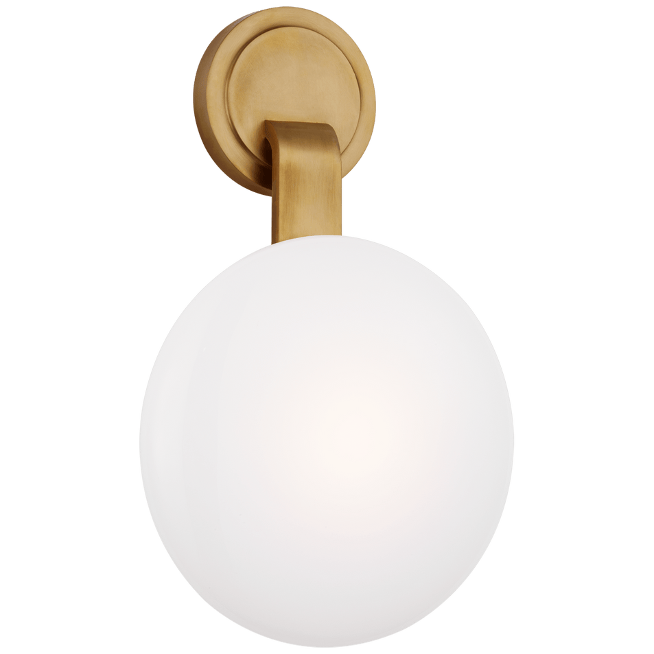 Marisol Medium Single Sconce in Soft Brass with White Glass