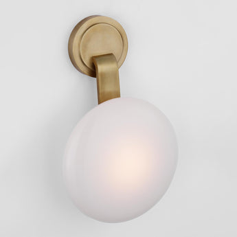 Marisol Medium Single Sconce in Soft Brass with White Glass