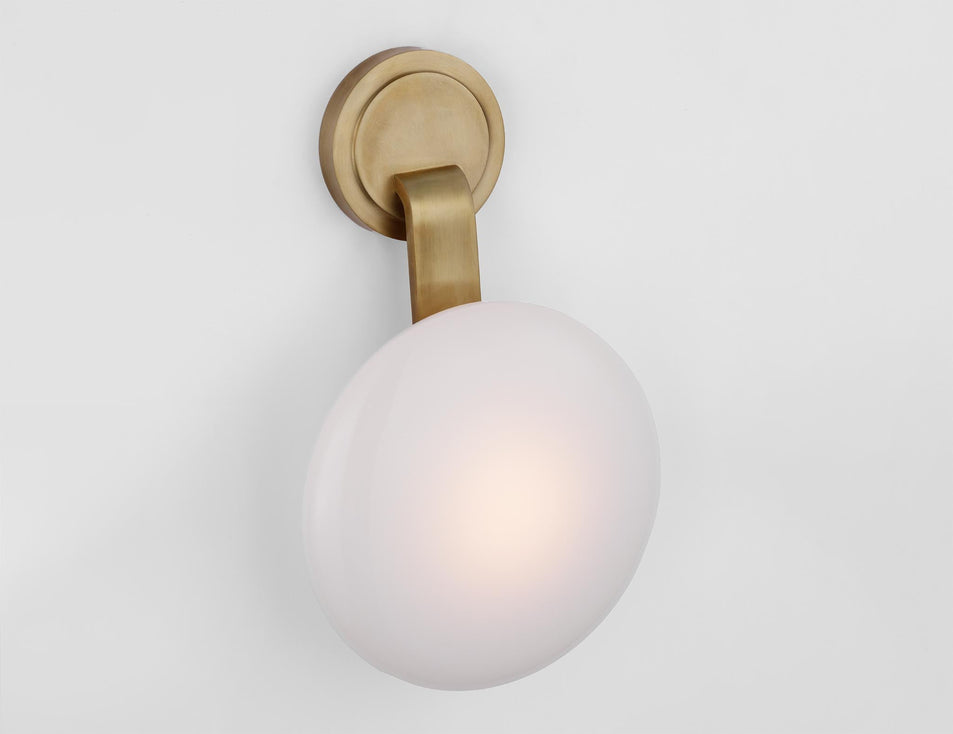 Marisol Medium Single Sconce in Soft Brass with White Glass