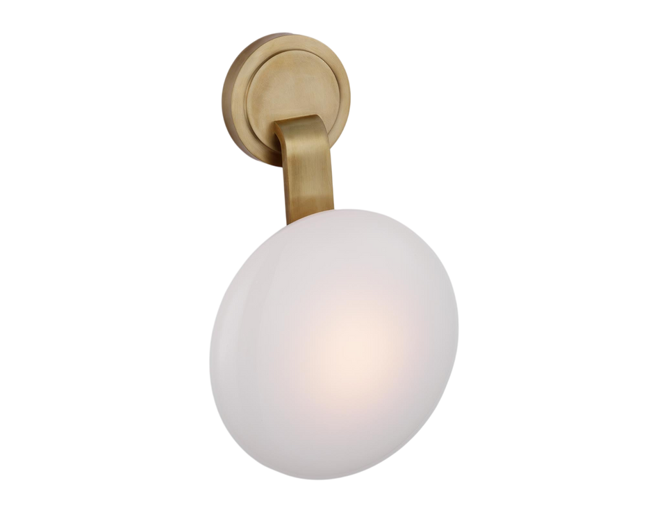 Marisol Medium Single Sconce in Soft Brass with White Glass