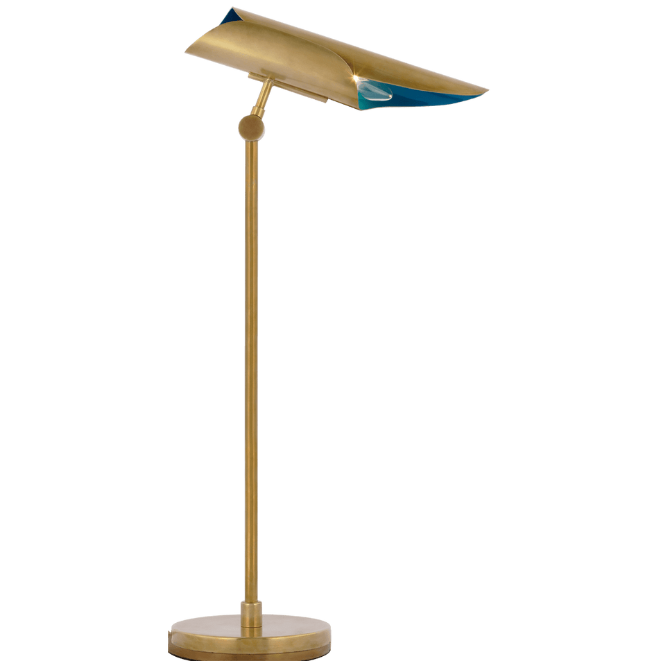 Flore Desk Lamp in Soft Brass and Riviera Blue