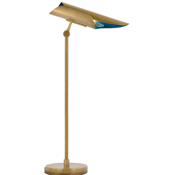 Flore Desk Lamp in Soft Brass and Riviera Blue