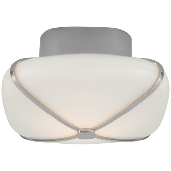 Fondant 8" Flush Mount in Polished Nickel with White Glass