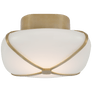 Fondant 8" Flush Mount in Soft Brass with White Glass