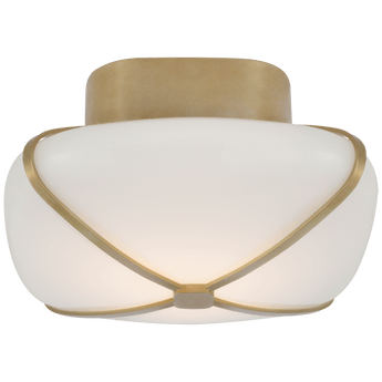 Fondant 8" Flush Mount in Soft Brass with White Glass