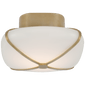 Fondant 8" Flush Mount in Soft Brass with White Glass