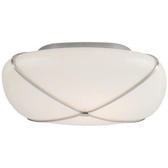 Fondant 14" Flush Mount in Polished Nickel with White Glass