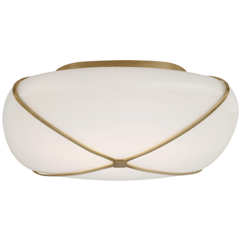 Fondant 14" Flush Mount in Soft Brass with White Glass