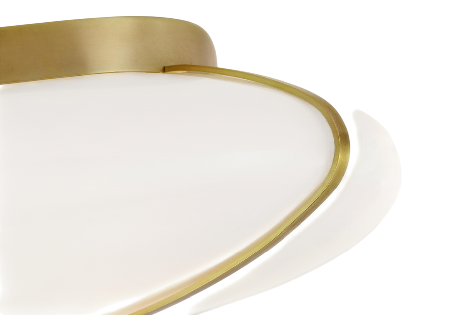 Fondant 14" Flush Mount in Soft Brass with White Glass