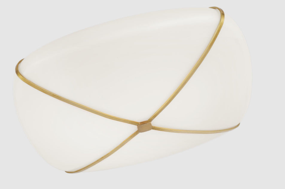 Fondant 14" Flush Mount in Soft Brass with White Glass