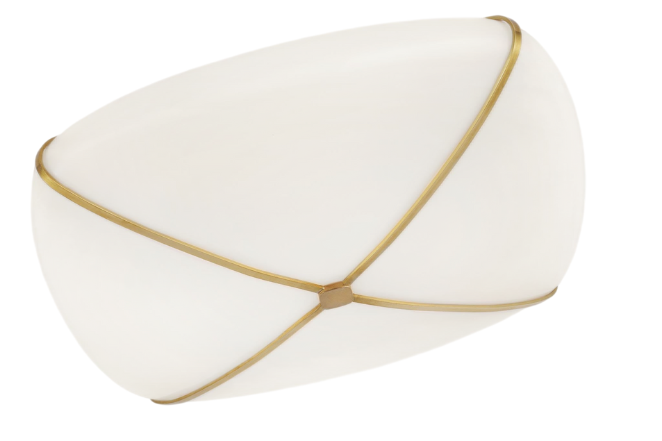 Fondant 14" Flush Mount in Soft Brass with White Glass