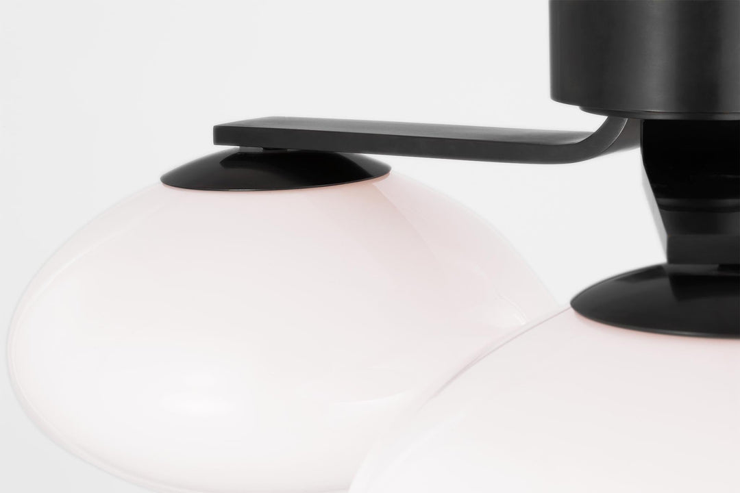 Marisol XL Triple Flush Mount in Gun Metal with White Glass