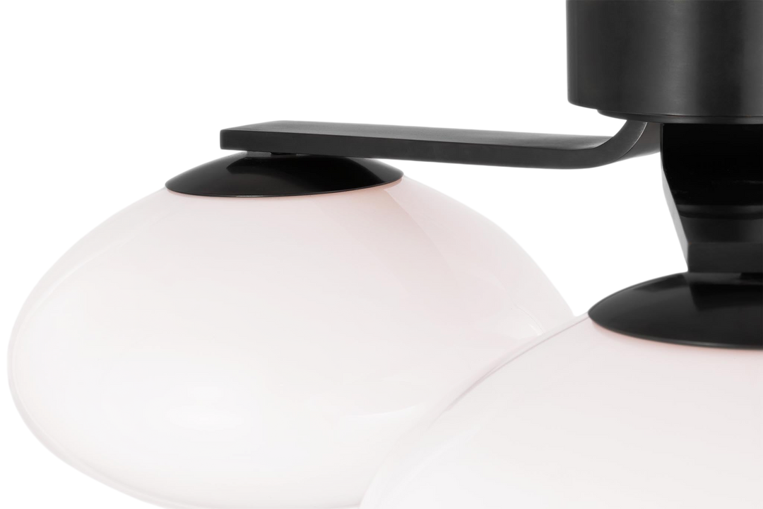 Marisol XL Triple Flush Mount in Gun Metal with White Glass