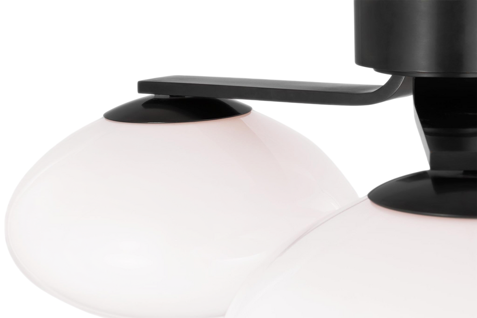 Marisol XL Triple Flush Mount in Gun Metal with White Glass