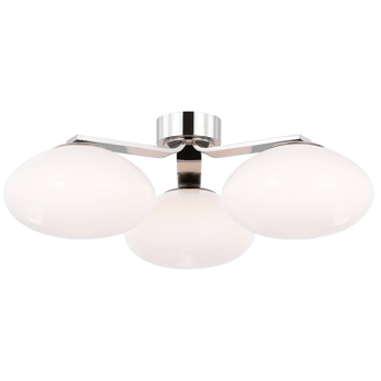 Marisol XL Triple Flush Mount in Polished Nickel with White Glass