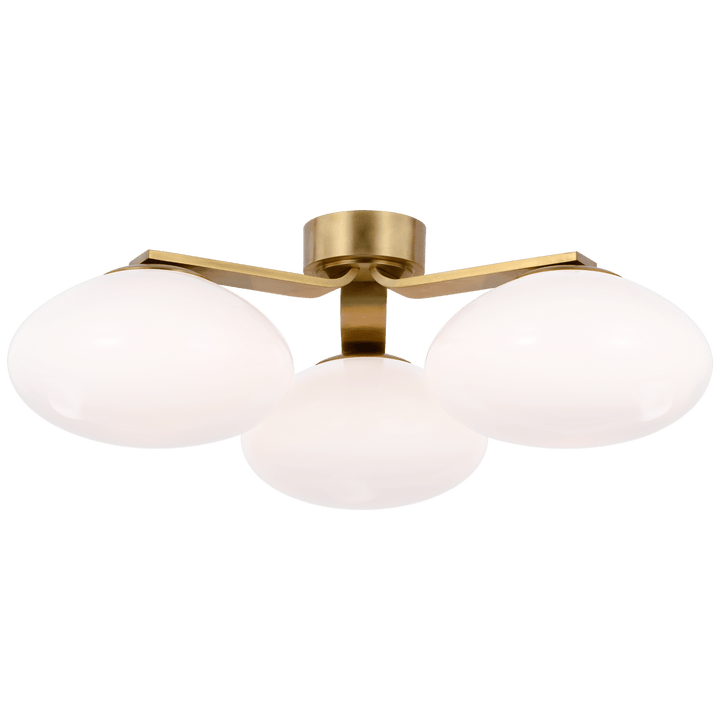 Marisol XL Triple Flush Mount in Soft Brass with White Glass