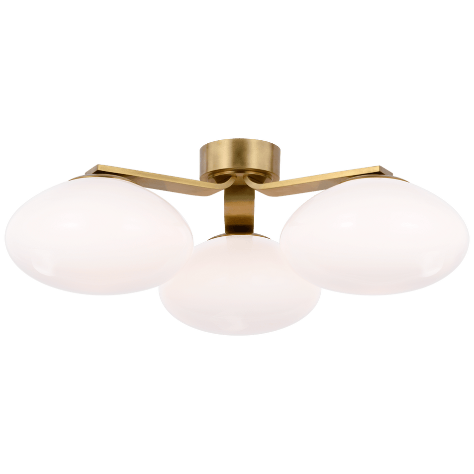 Marisol XL Triple Flush Mount in Soft Brass with White Glass