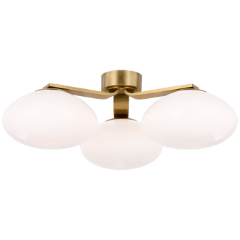 Marisol XL Triple Flush Mount in Soft Brass with White Glass