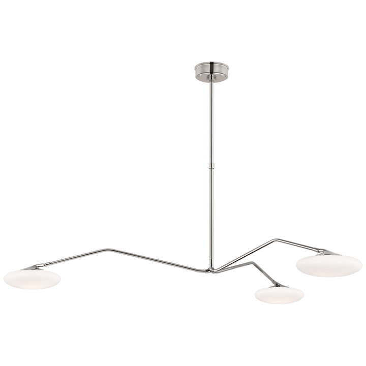 Brindille Extra Large Three Light Chandelier in Polished Nickel with White Glass