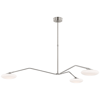 Brindille Extra Large Three Light Chandelier in Polished Nickel with White Glass