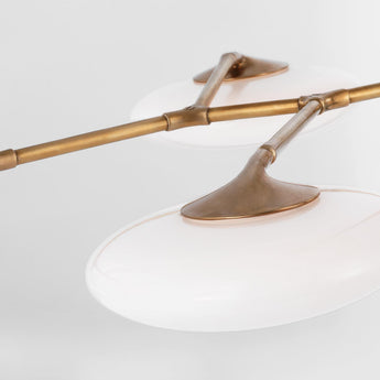 Brindille XL Articulating Linear Chandelier in Soft Brass with White Glass