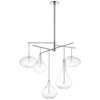 Lomme XL Chandelier in Polished Nickel with Clear Glass