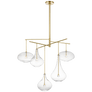 Lomme XL Chandelier in Soft Brass with Clear Glass