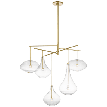 Lomme XL Chandelier in Soft Brass with Clear Glass