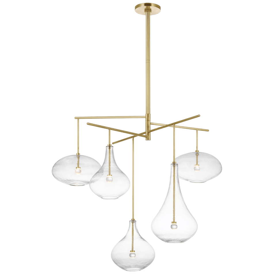 Lomme XL Chandelier in Soft Brass with Clear Glass