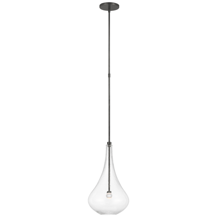 Lomme Small Pendant in Gun Metal with Clear Glass