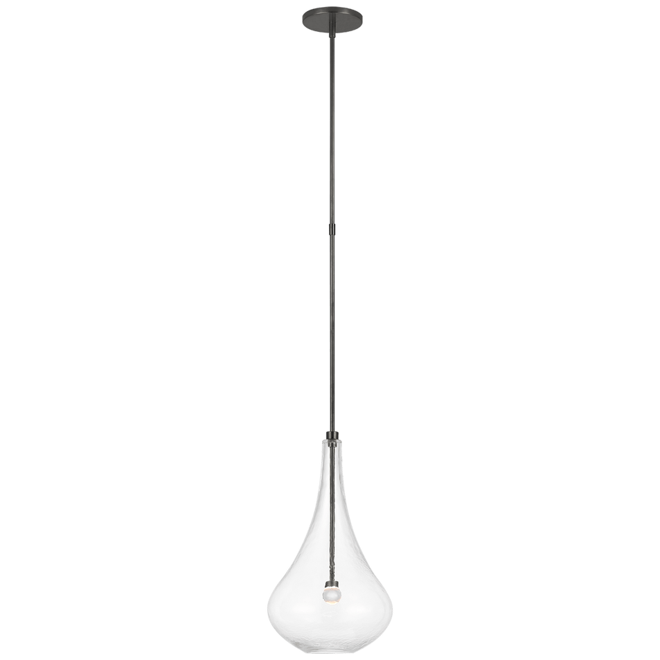 Lomme Small Pendant in Gun Metal with Clear Glass