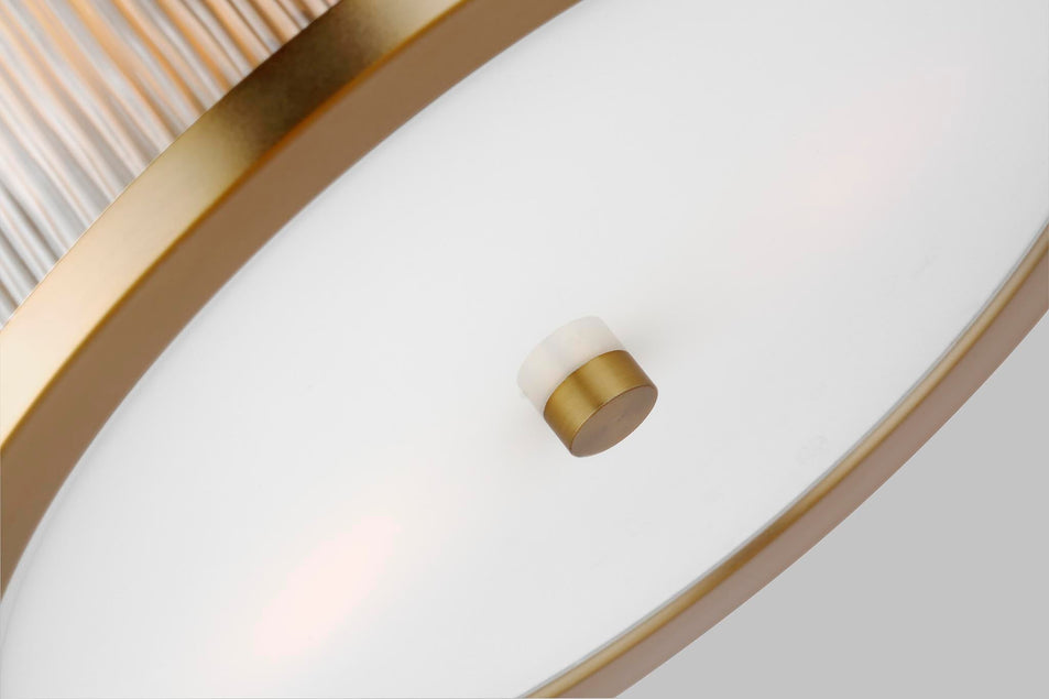 Geneva Flush Mount in Burnished Brass with White Glass