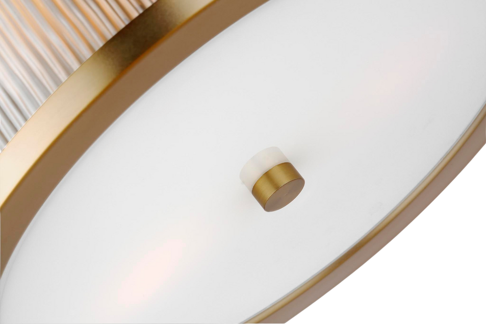 Geneva Flush Mount in Burnished Brass with White Glass