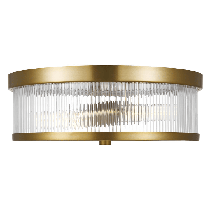 Geneva Flush Mount in Burnished Brass with White Glass