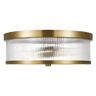 Geneva Flush Mount in Burnished Brass with White Glass