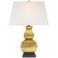 Fang Gourd Table Lamp in Antique-Burnished Brass with Linen Shade
