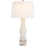 Contemporary Balustrade Table Lamp in Alabaster with Linen Shade