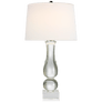 Contemporary Balustrade Table Lamp in Crystal with Linen Shade