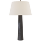 Fluted Spire Large Table Lamp in Aged Iron with Linen Shade