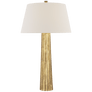 Fluted Spire Large Table Lamp in Gilded Iron with Linen Shade