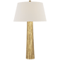 Fluted Spire Large Table Lamp in Gilded Iron with Linen Shade