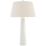 Fluted Spire Large Table Lamp in Plaster White with Linen Shade