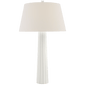 Fluted Spire Large Table Lamp in Plaster White with Linen Shade