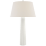 Fluted Spire Large Table Lamp in Plaster White with Linen Shade