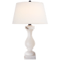 Balustrade Table Lamp in Alabaster with Linen Shade