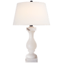 Balustrade Table Lamp in Alabaster with Linen Shade