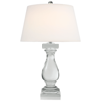 Balustrade Table Lamp in Crystal with Linen Shade