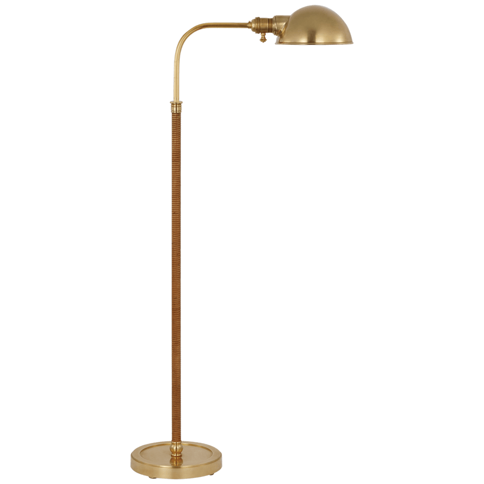 Basden Medium Pharmacy Lamp in Antique-Burnished Brass and Natural Rattan