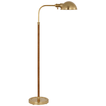 Basden Medium Pharmacy Lamp in Antique-Burnished Brass and Natural Rattan