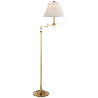 Dorchester Swing Arm Floor Lamp in Antique-Burnished Brass with Silk Shade